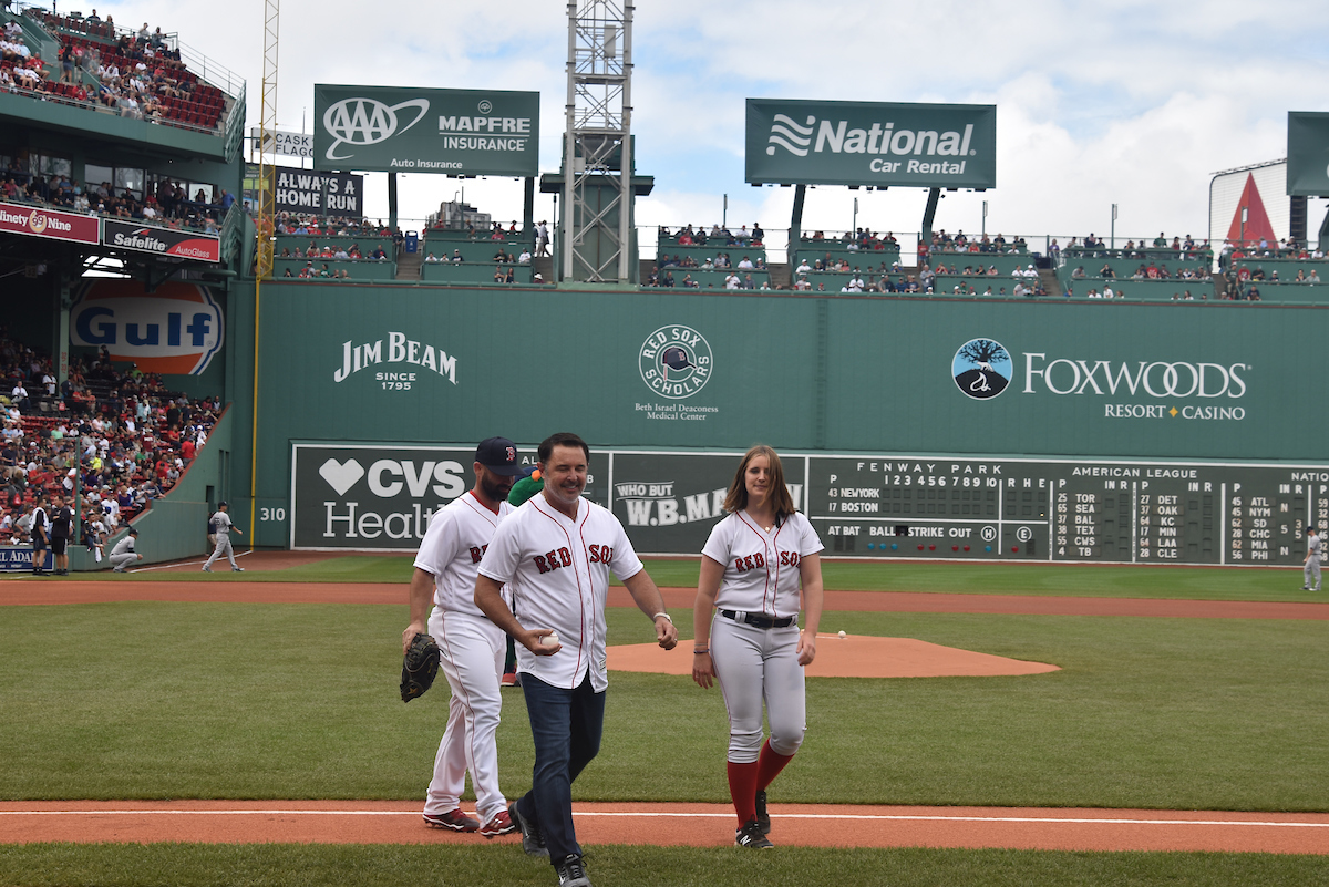 Howard throws out the ceremonial first pitch at Fenway Park