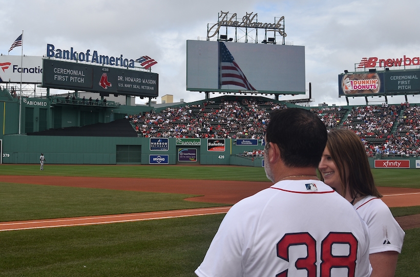 Howard prepares to throw out the ceremonial first pitch at Fenway Park