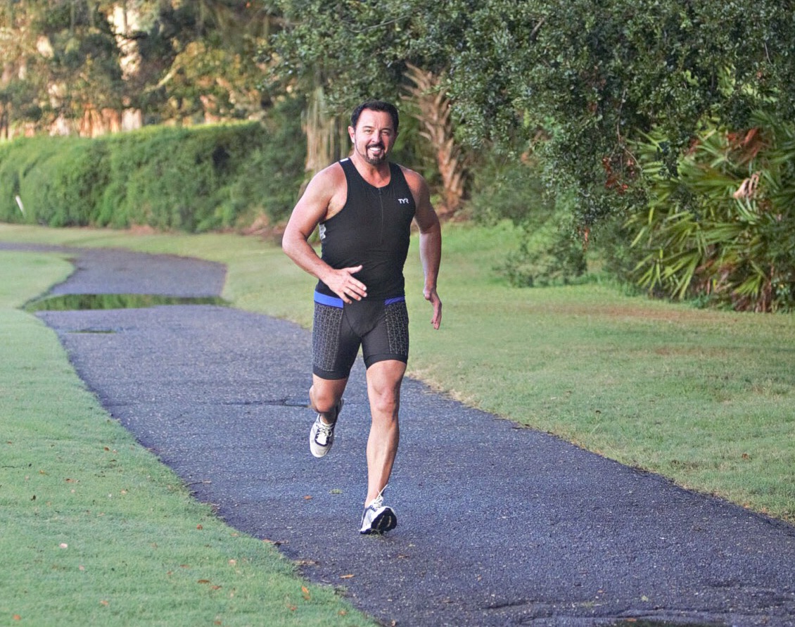 Howard during his 2018 triathlon training. 