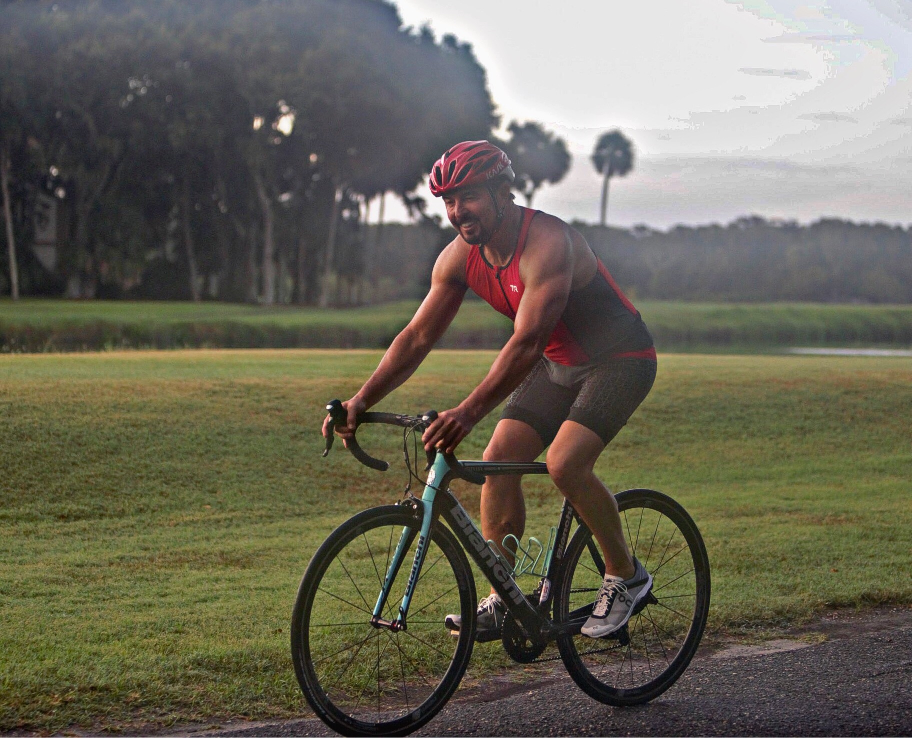 Howard during his 2018 triathlon training. 