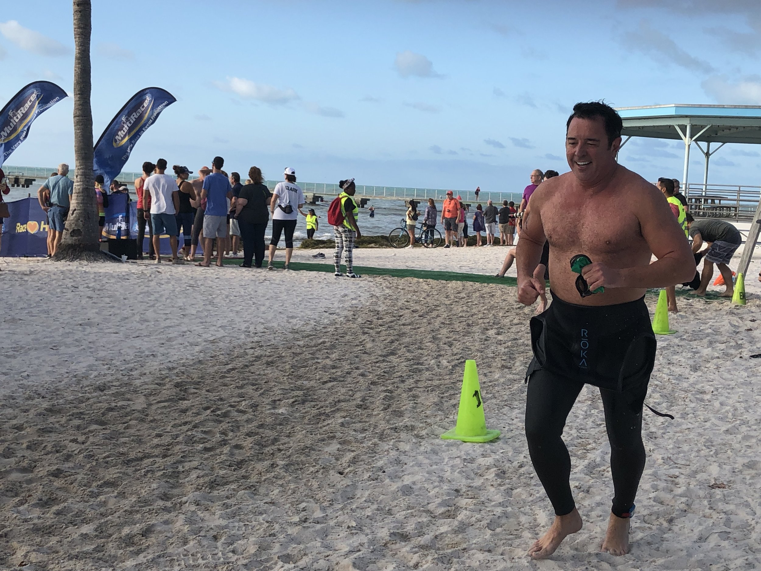 Howard participates in a 2018 triathlon in Key West, Florida