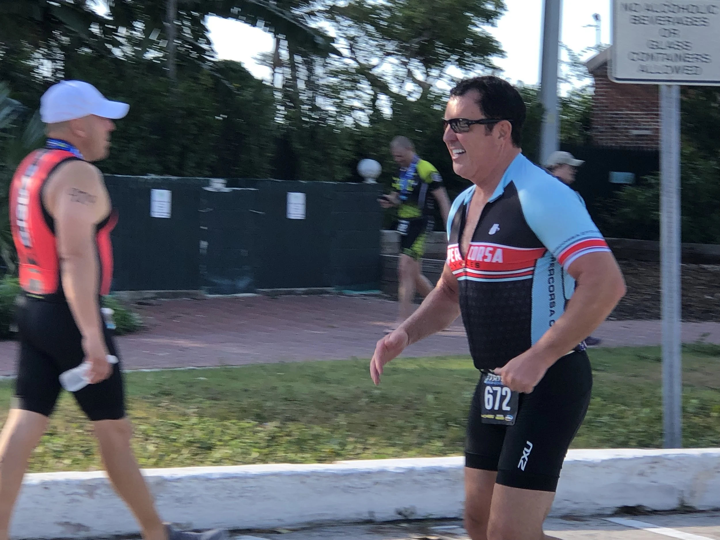 Howard participates in a 2018 triathlon in Key West, Florida