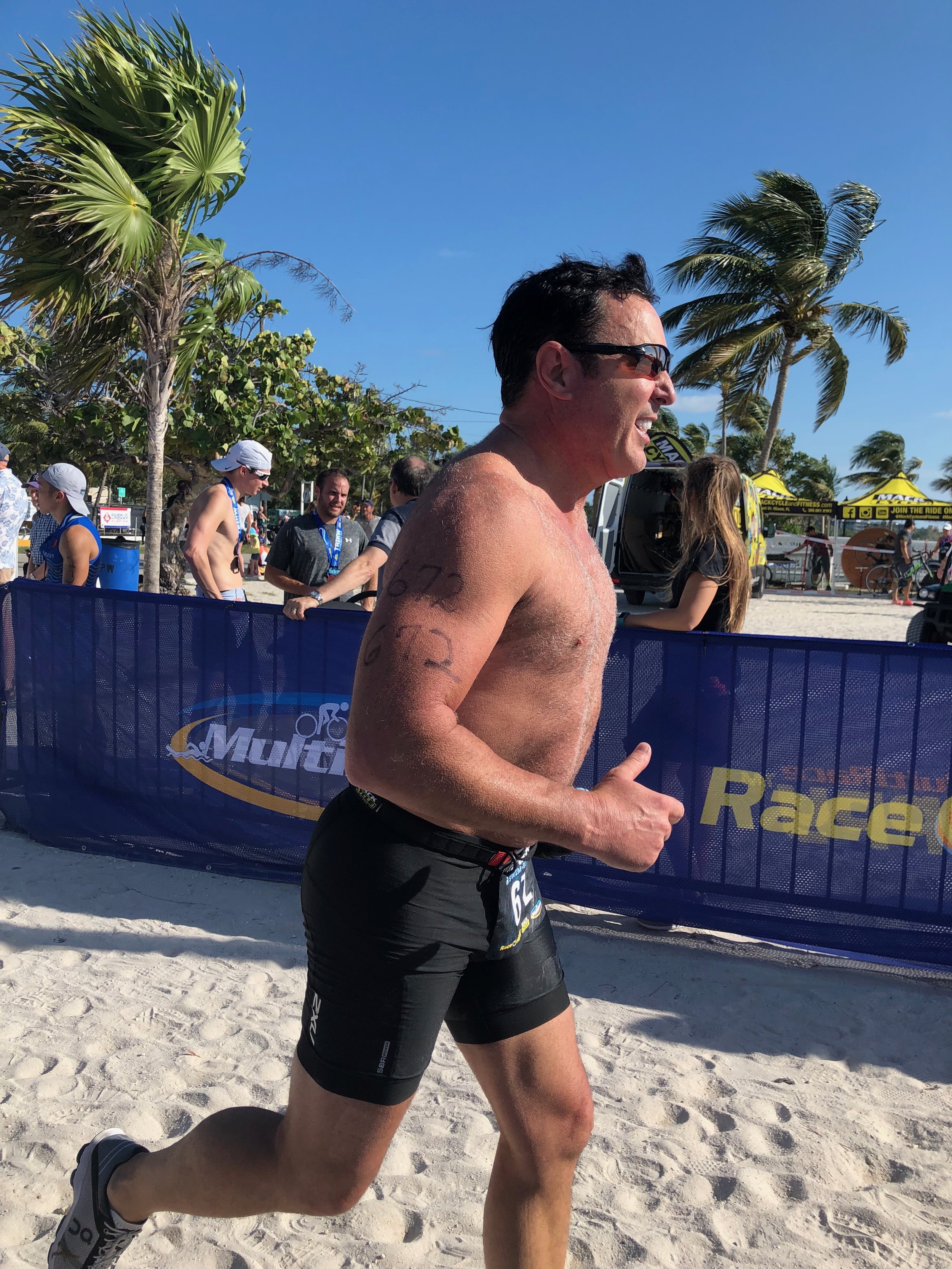 Howard participates in a 2018 triathlon in Key West, Florida