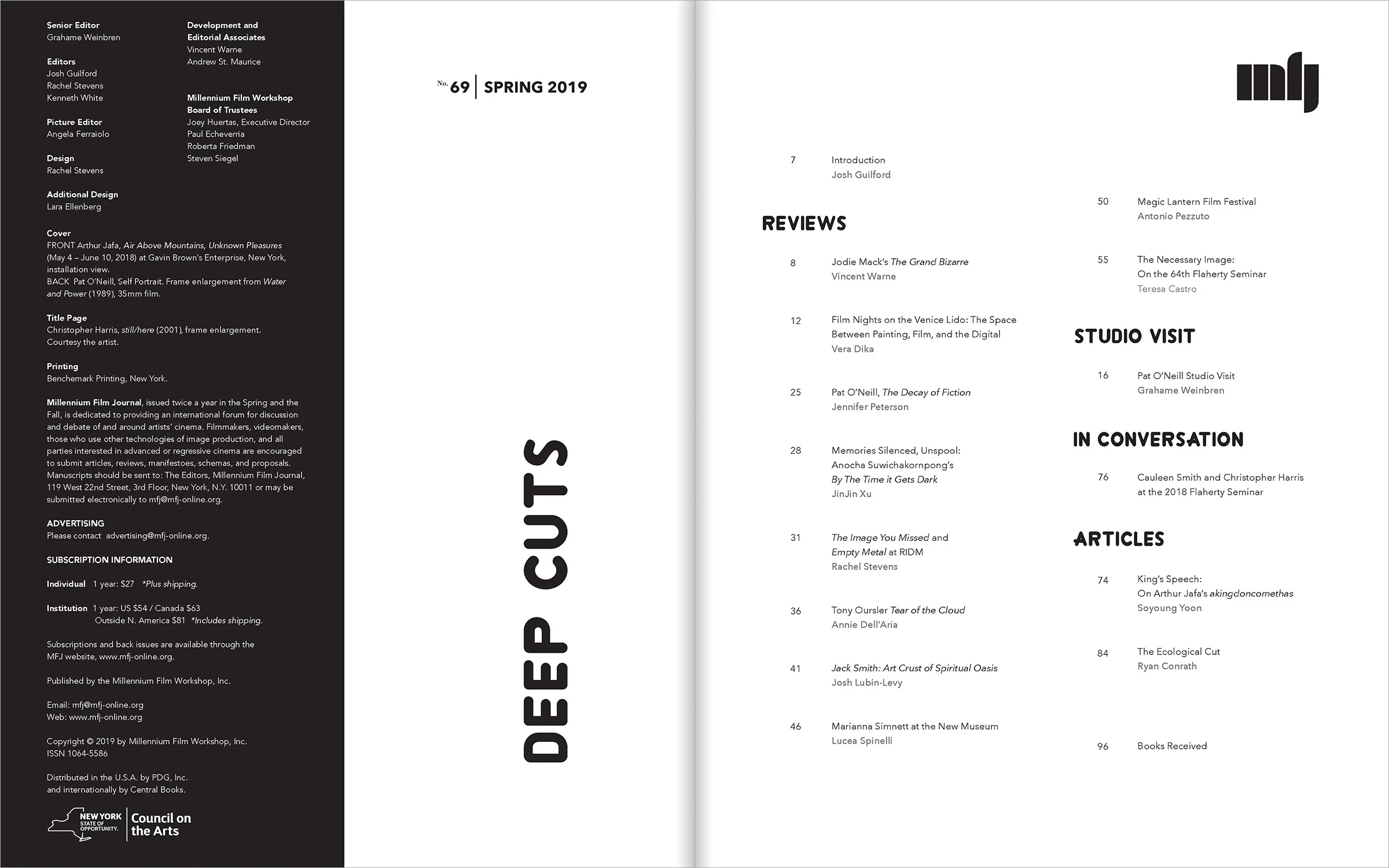 Masthead and TOC (table of contents)