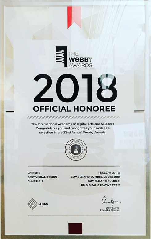 2x Webby Honoree, Bumble and bumble