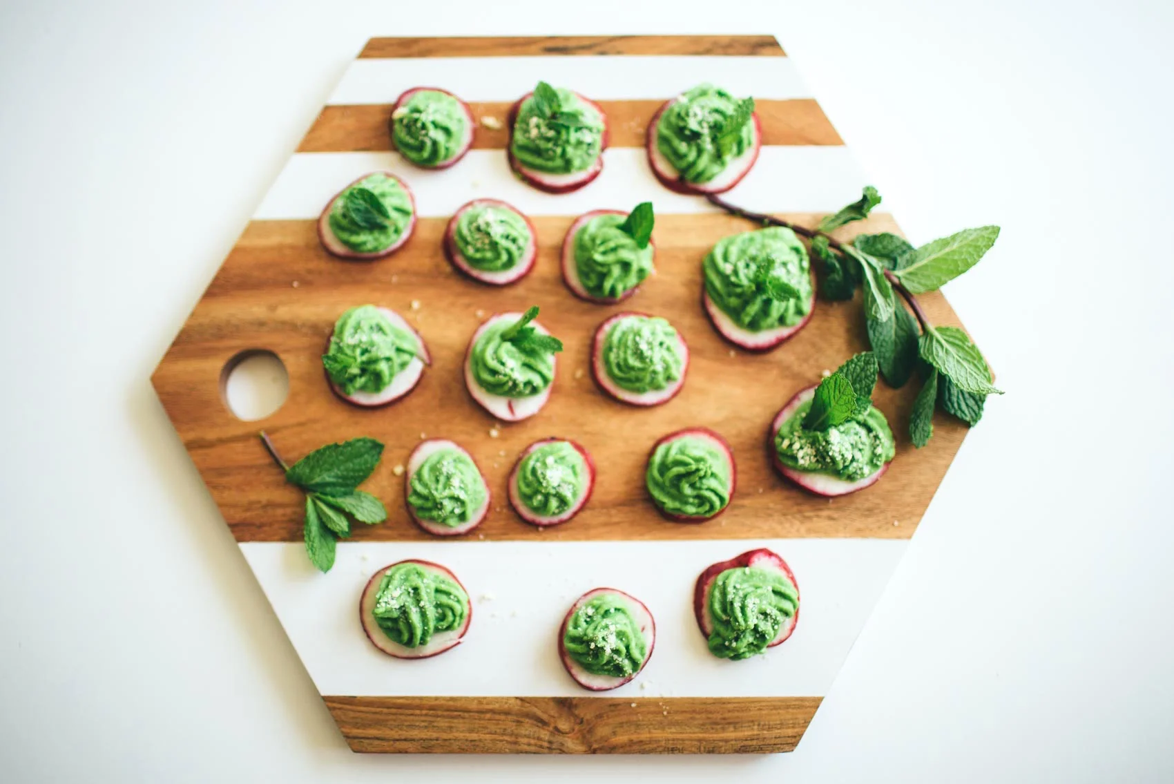 pea puree on radishes serving platter Jess Ann Kirby Newport RI.jpg