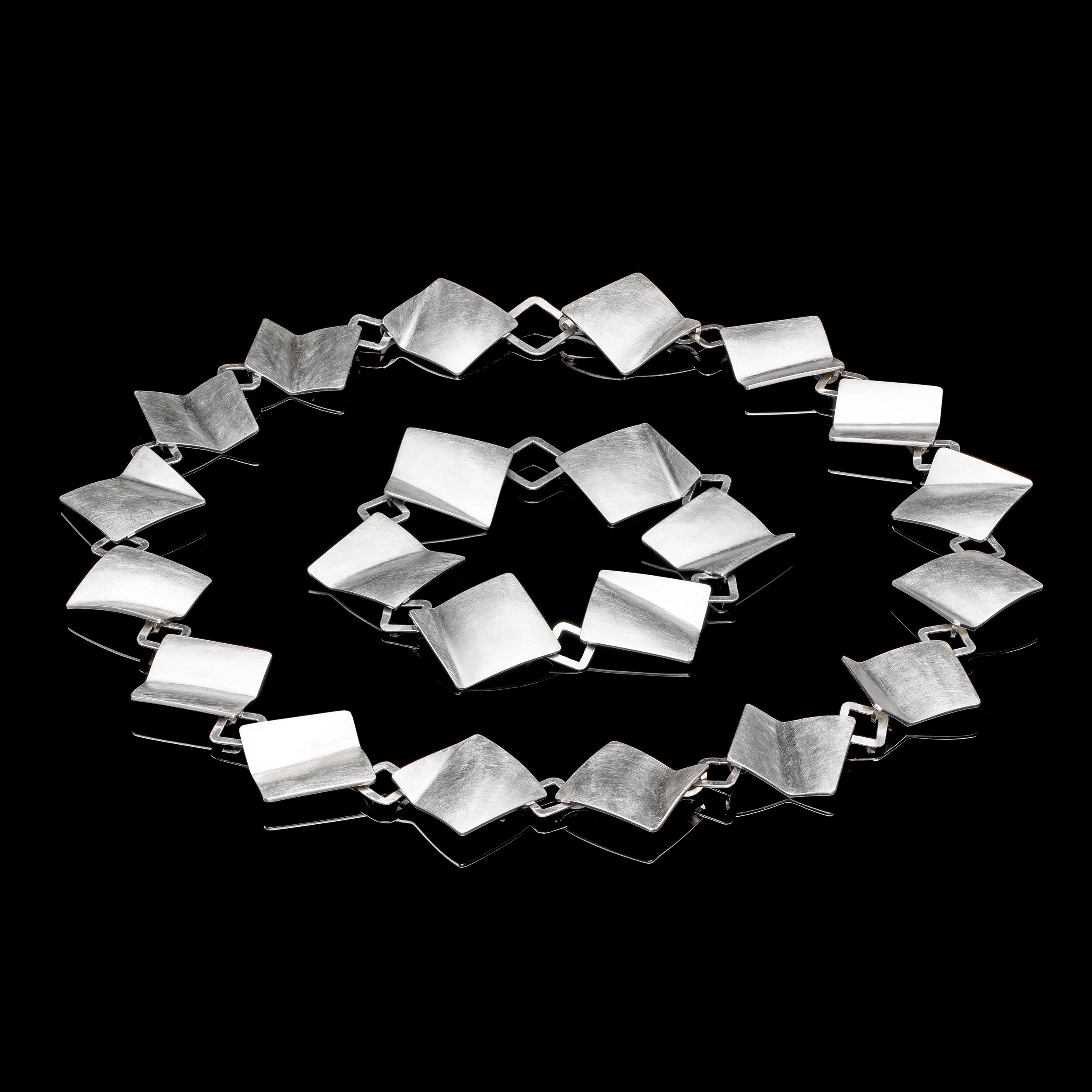 &nbsp;Square 'Folds' Bracelet in Silver