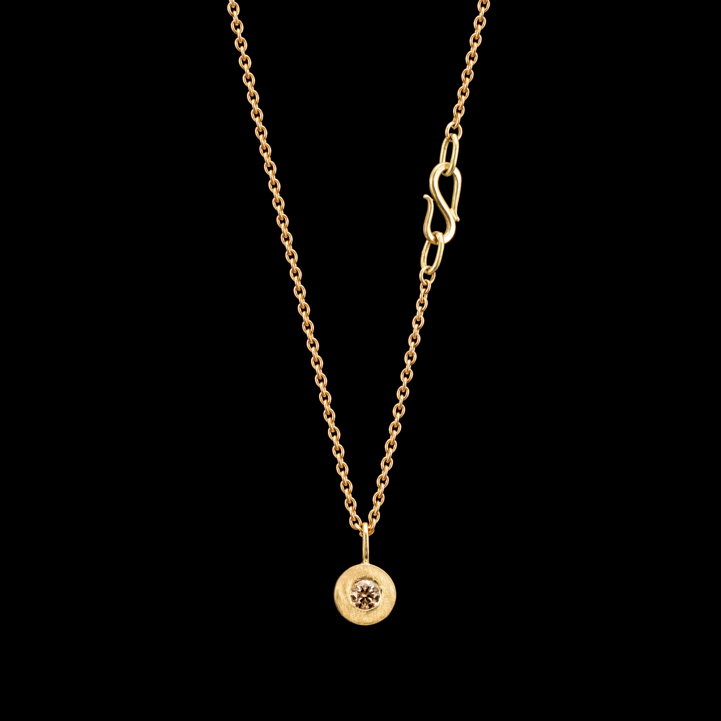 Round 'Folds' Double Sided 18ct Pendant with Champagne Diamond ...