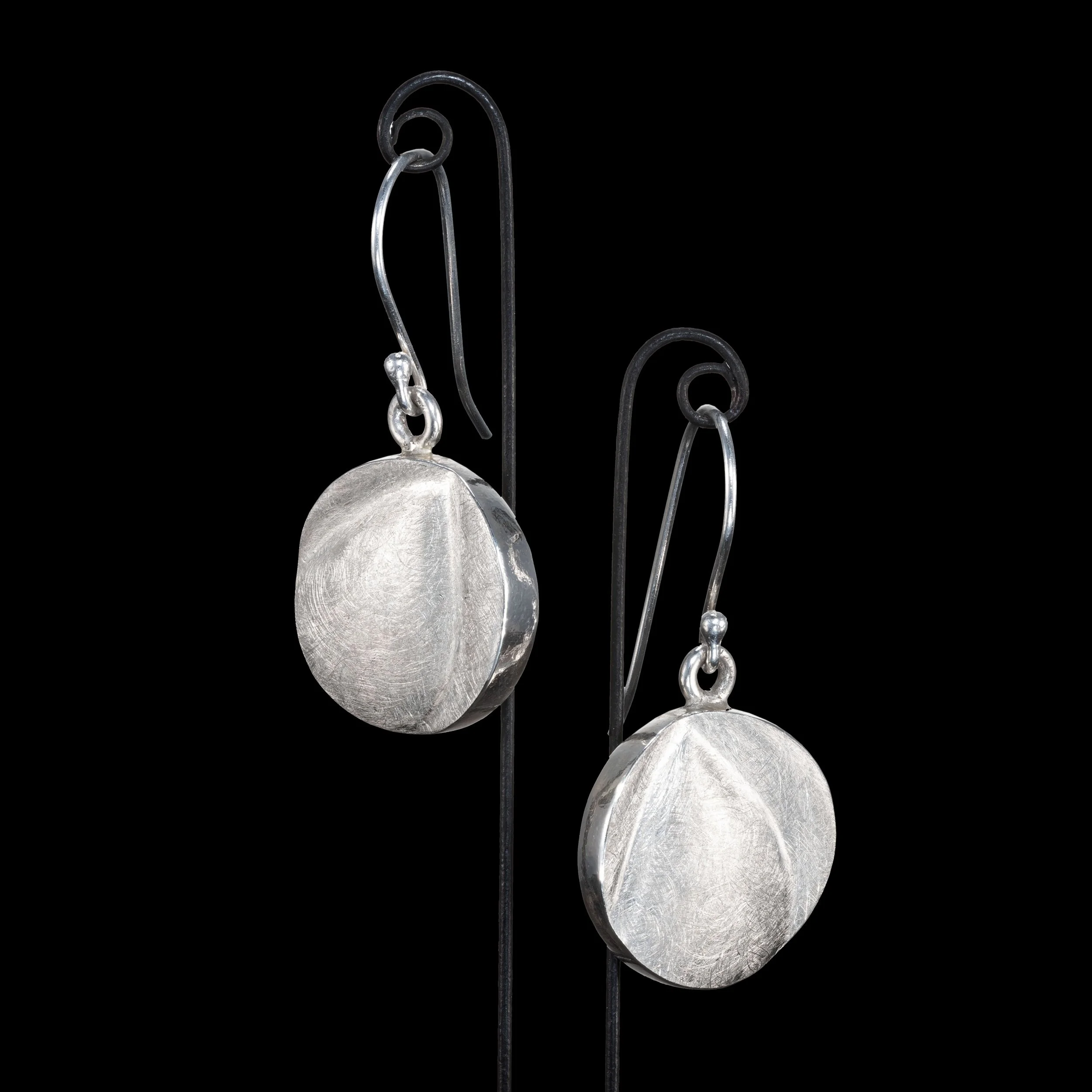 Large Round 'Folds' Hook Earrings in Silver -Abigail Brown CROPPED web.jpg