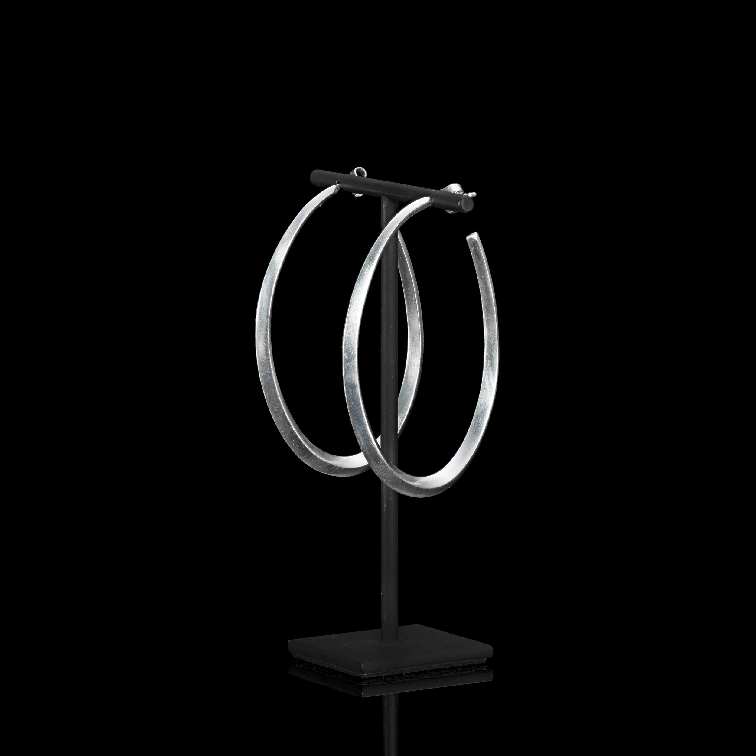 Silver Oval 'Warrior' Hoop Earrings