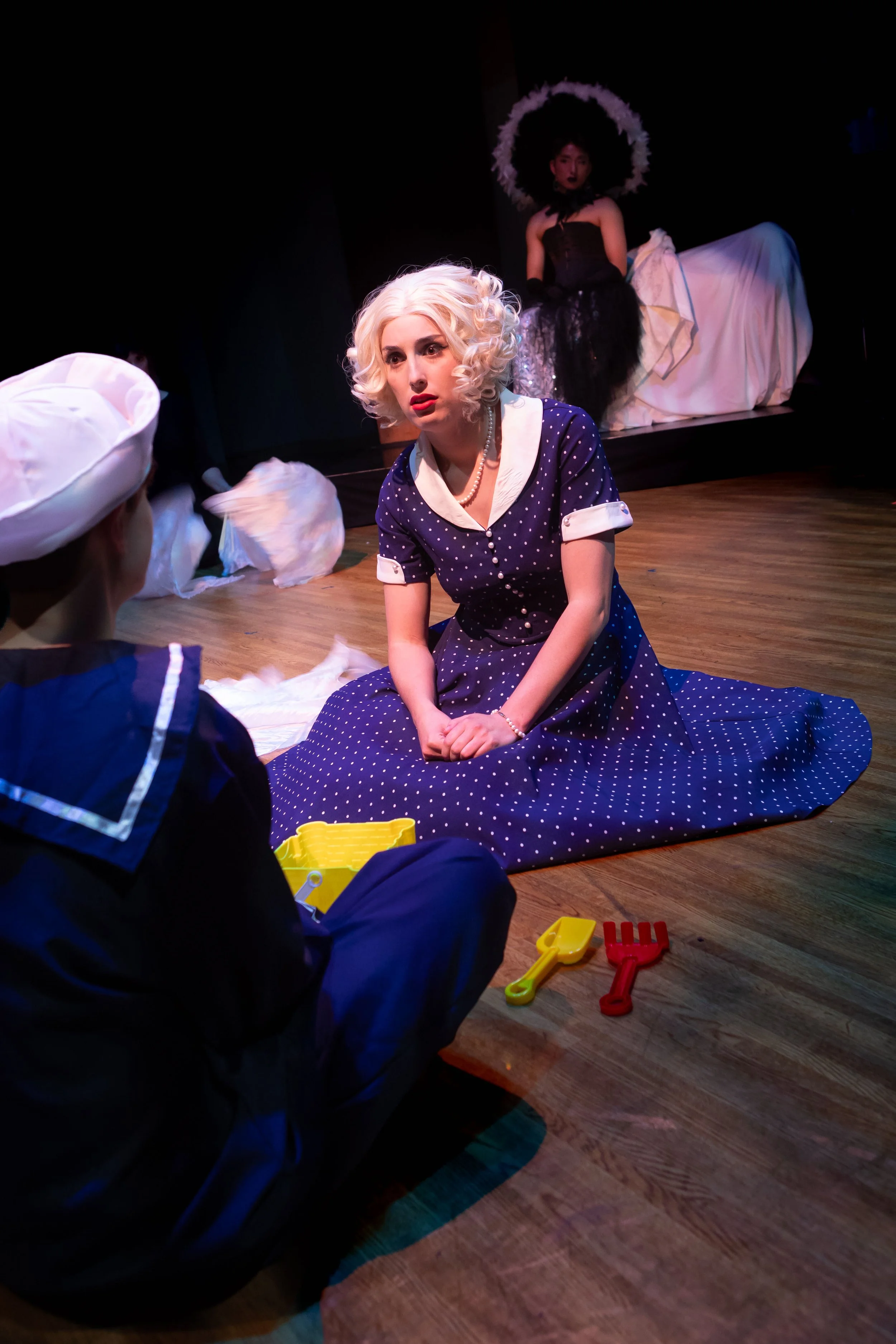 Asa Graham-Lowengard as Young Aiden, Alyse Clinton as Aiden, and Wesley Han as Swan. Photo by Al Ragone.