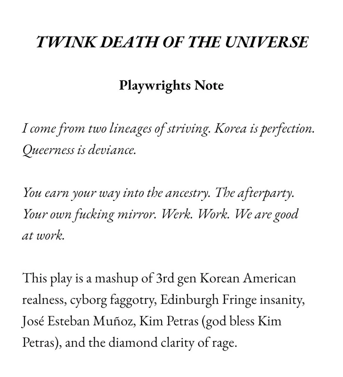 hi gays! it&rsquo;s show week 2: even more kicking ur feet and giggling and shattering into pieces. get ur tickets! 🇰🇷

thank you Petey, Chris, Nico, and Sarah for supporting my unhinged mission. thank you Lee, Alex, Shawn, Olabisi, and Phi for you