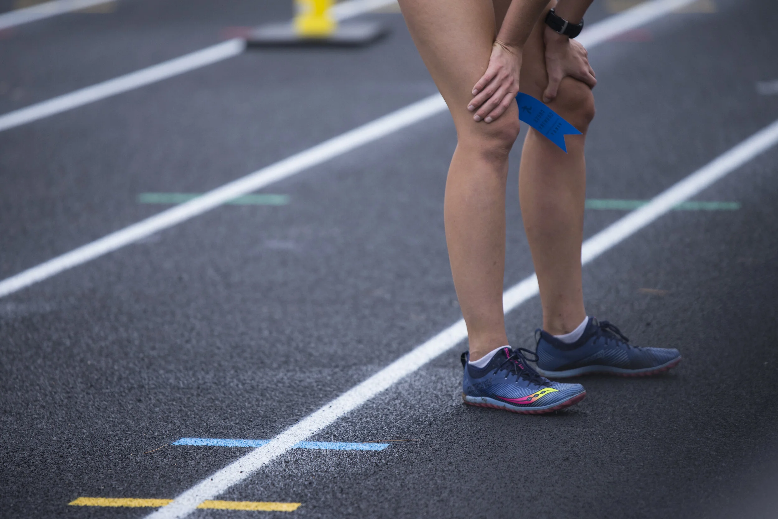  Bromfield School's Tessa McClain rests after finishing first at the 3.1 mile Division 2 race at the Quabbin Invitational girls' cross country race on Saturday October 12, 2019. 