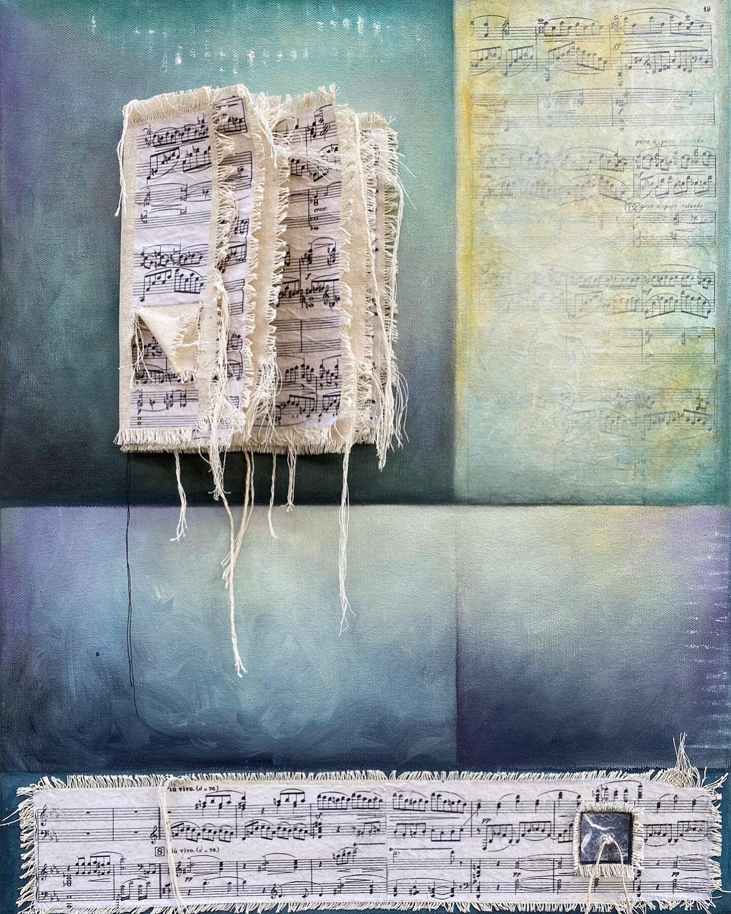 The &ldquo;NOTE BOOK&rdquo; Here is the completed painting with all of its pieces attached and layers of paint. I used the sheet music of Rachmaninoff&rsquo;s 2nd Piano Concerto which I have loved since I was a young child. (And because I have the sh