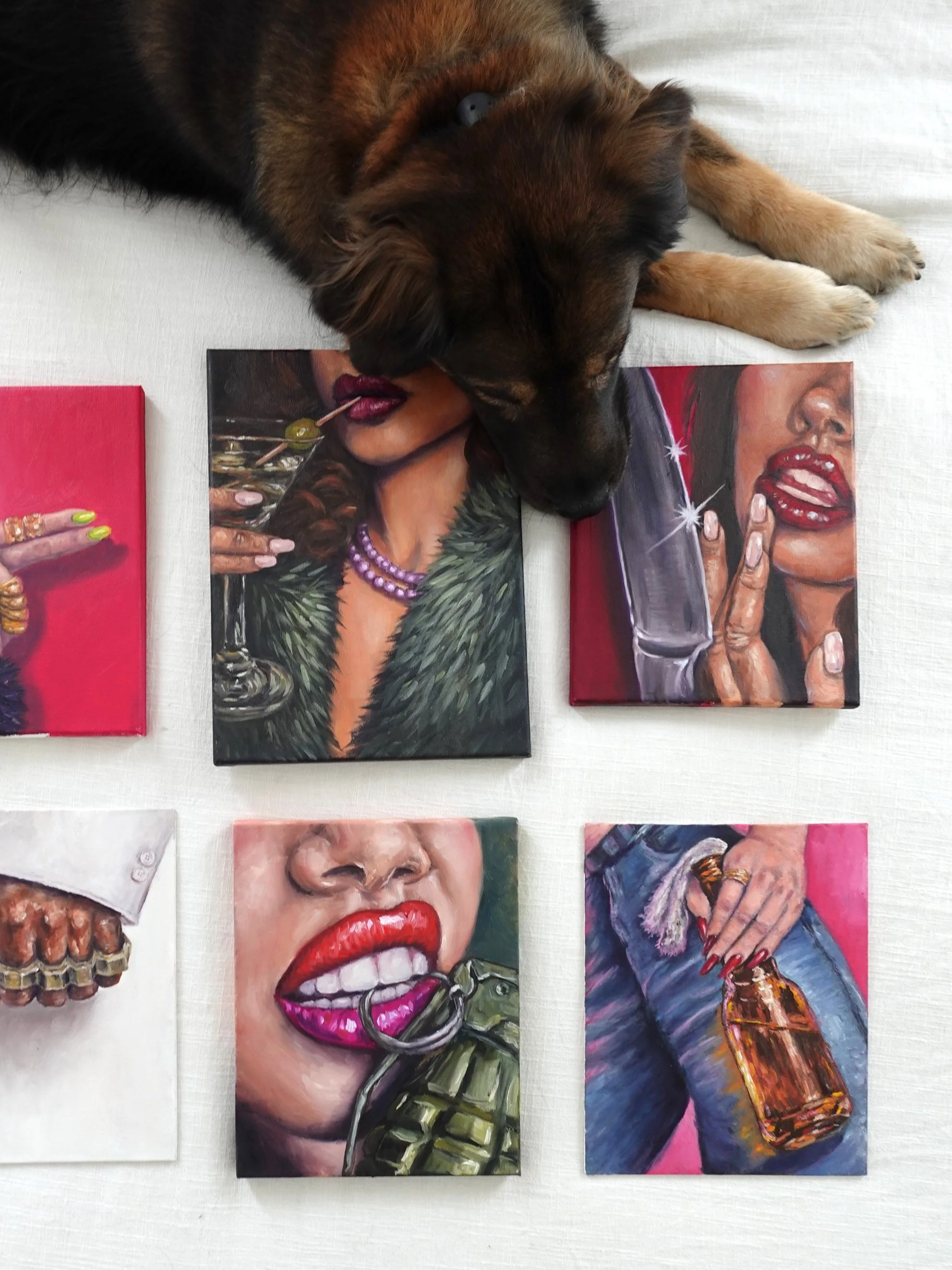 The collection lives in the space where beauty and strength meet — where softness is not weakness, and femininity has teeth. Each piece explores bold color, symbolism, and the tension between elegance and rebellion, reminding us to reclaim our power