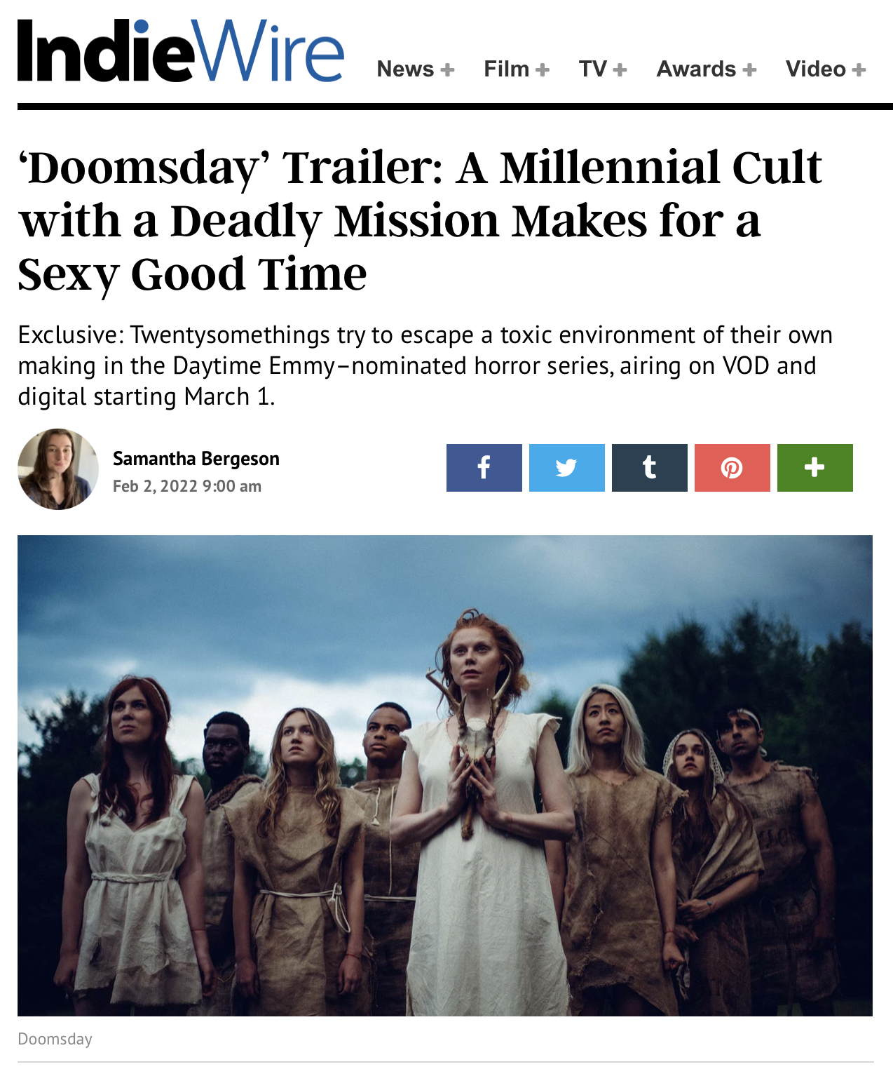 IndieWire press coverage of series 'Doomsday'!