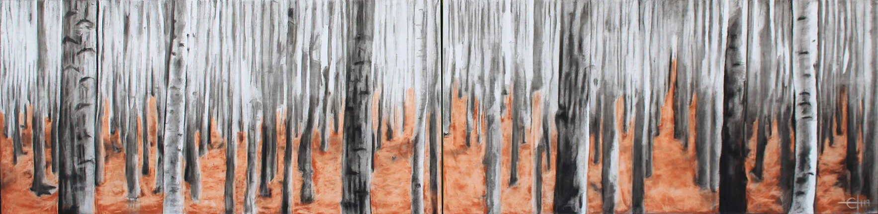 Keebler Pass, Colorado 22'x96'' charcoal on canvas 2019