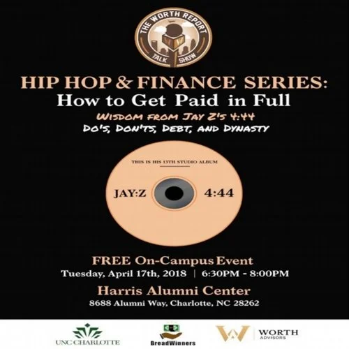 We were able to partner with Worth Advisors for this amazing, creative event. During the event, we were presented with a mind-blowing breakdown of lyrics from Jay-Z’s album 444 that all pertained directly to financial literacy. The lyrics were played then led to in-depth descriptions and discussions. The presentation made for a wonderful evening combining relevant music and knowledge to our generation.