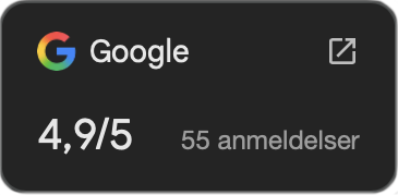 Google med vurdering 4,9 av 5 basert på 55 anmeldelser.