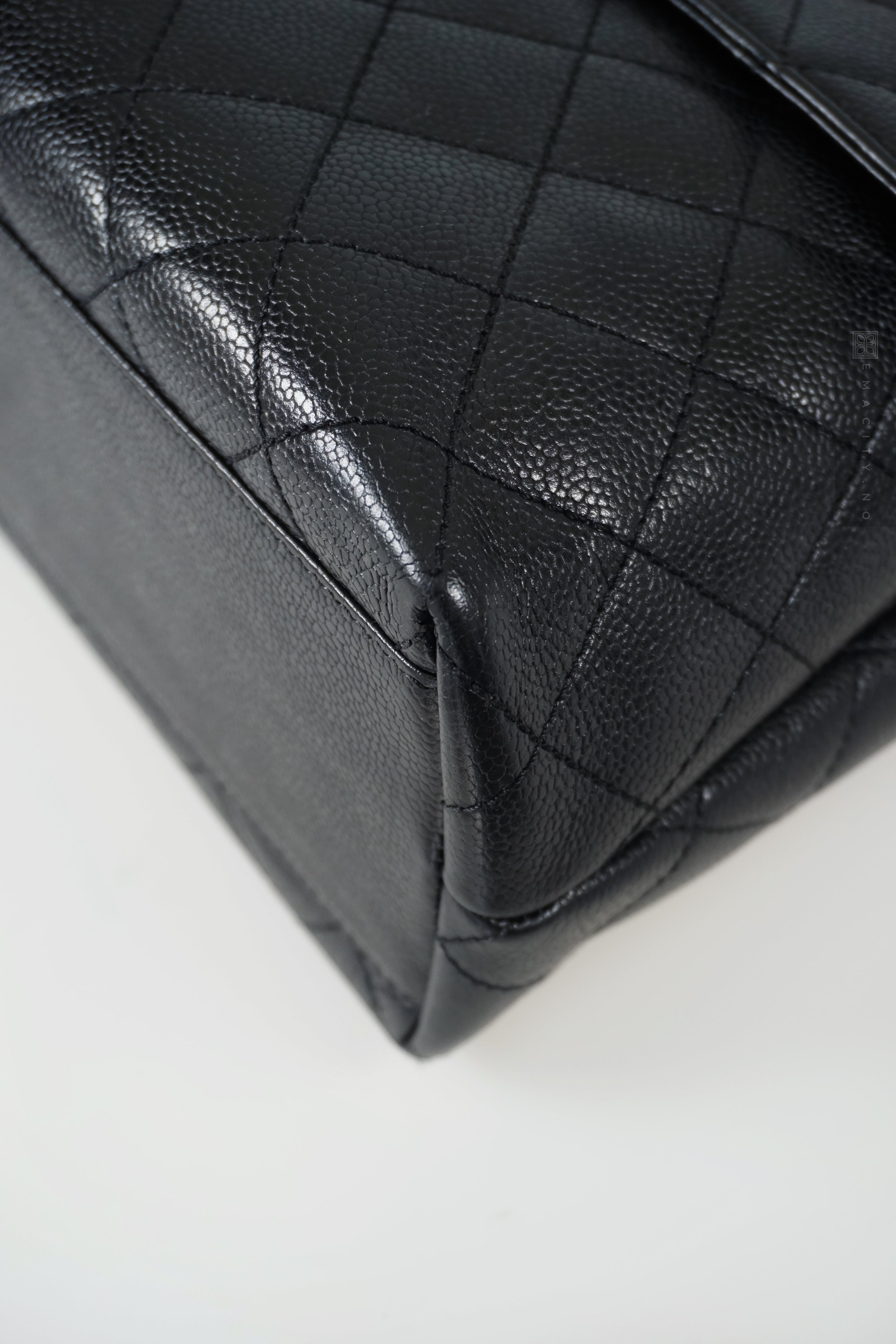Chanel Caviar Jumbo Kelly, Svart (SHW)