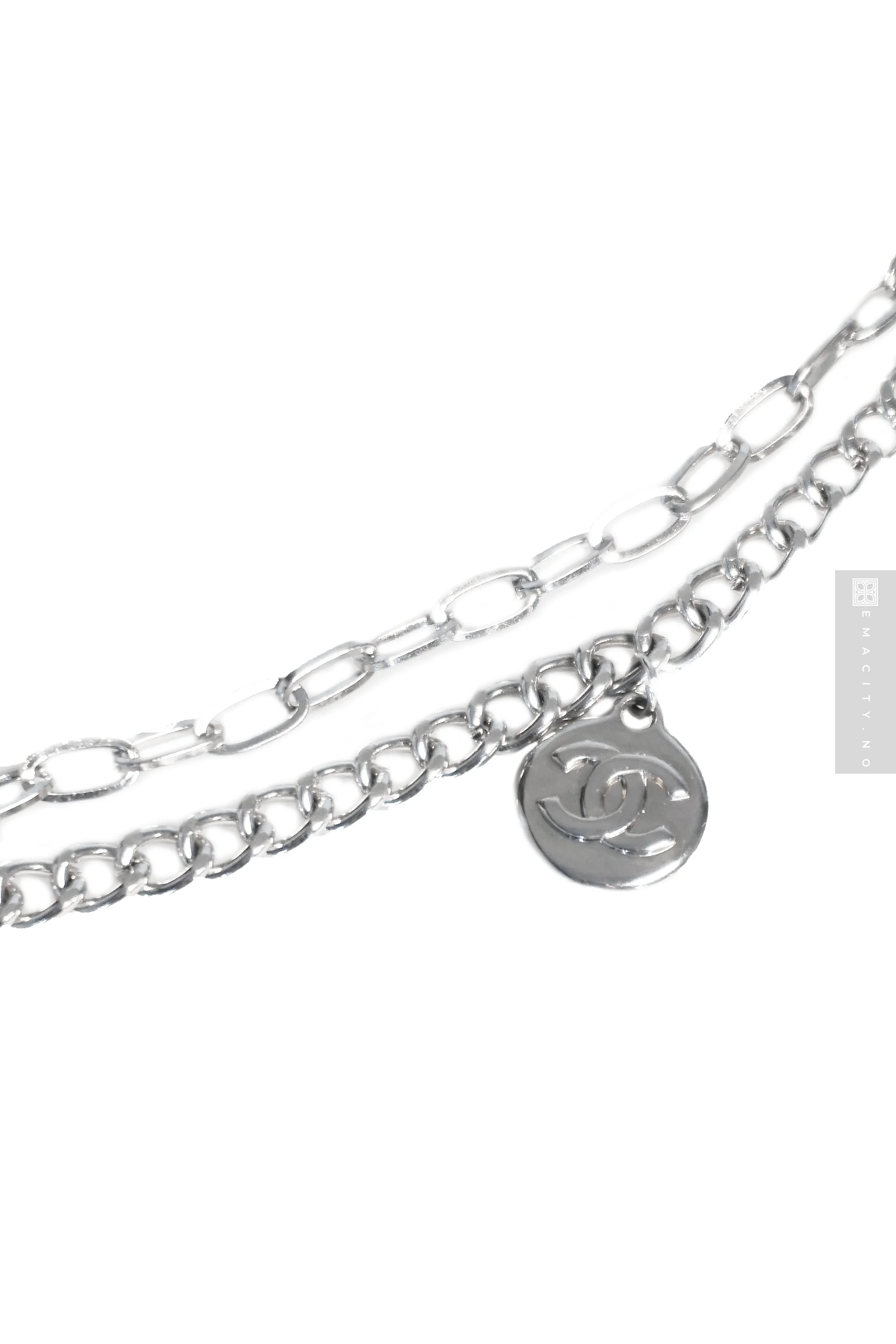 Chanel CC logo armbånd, Sølvfarget.