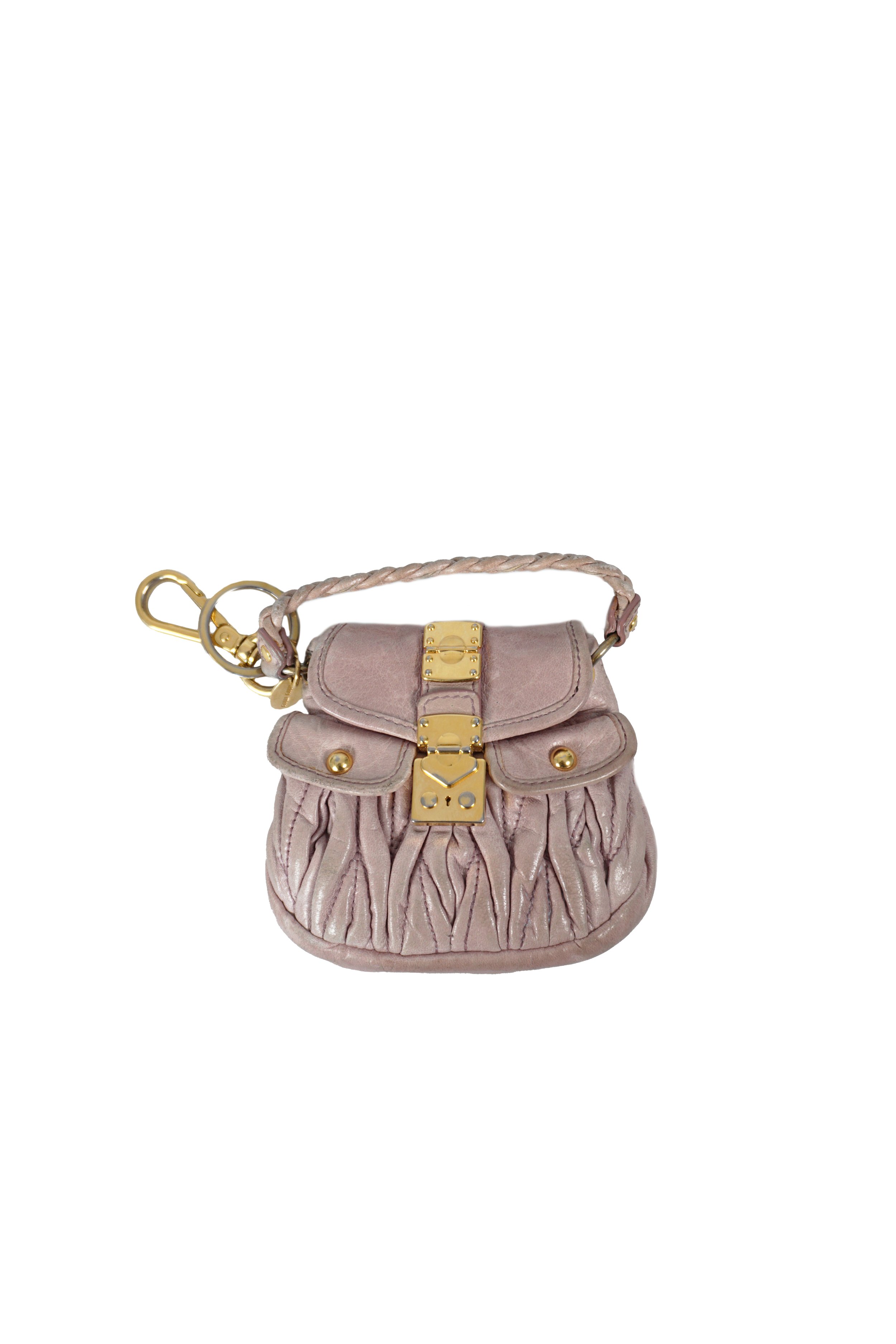 Miu Miu Matelassé Micro Coffer bag charm , Rosa