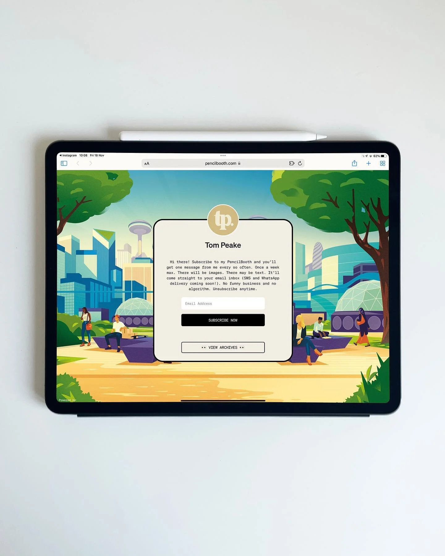 I just signed up to @pencilbooth ✏️ ✨ 

It&rsquo;s a brilliant new micro-newsletter app created by @jwortsman at @jackywinter which allows artists to fight the algorithm and connect with their true audience in the form of regular newsletters.

If you