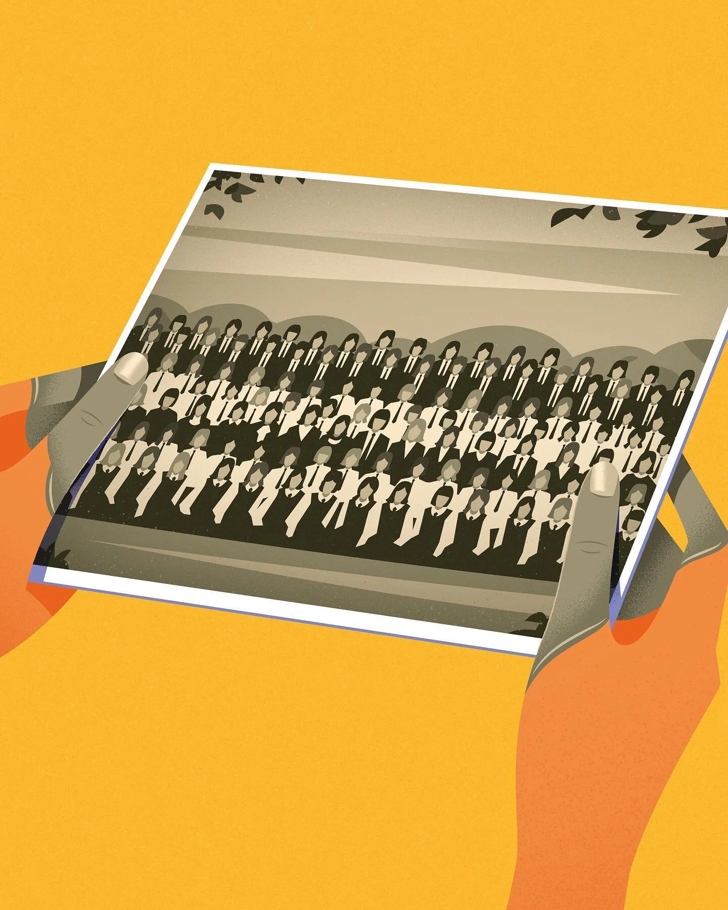 An old photo stirs up bad memories for Liz in this weeks column for @youmagazine 

After being sent an old class photo from a high school friend, she felt as though the image wanted to destroy her. 

The illustration communicates this idea with the b