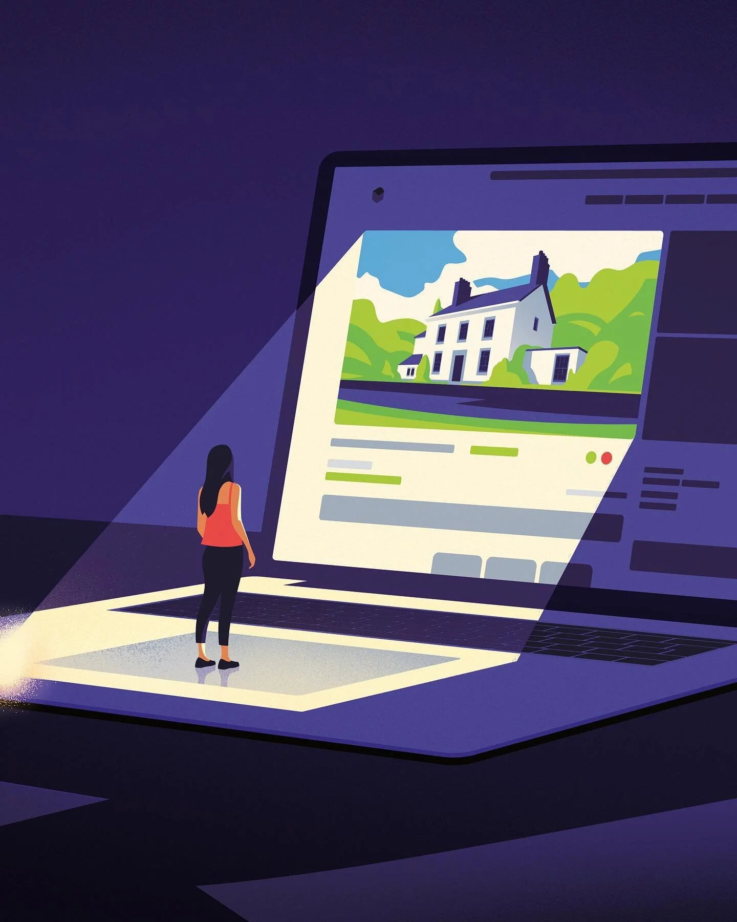 Here&rsquo;s this weeks image for the Liz Jones Column in @youmagazine &lsquo;In which I find an (almost) dream home&rsquo; 

For this one I ran with the metaphor that Liz had a ray of hope in her property search. 

Looking forward to inspecting this