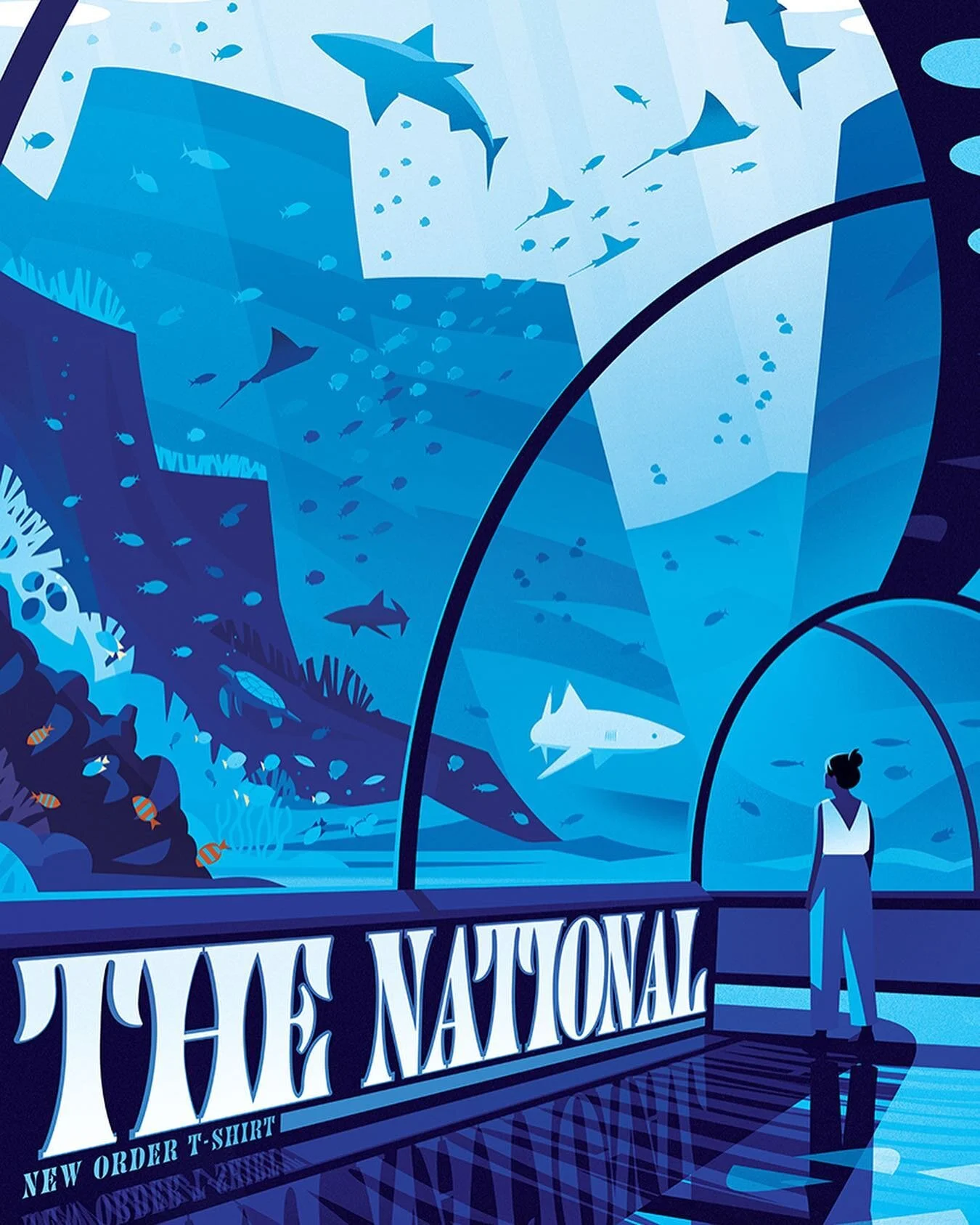 &ldquo;You in a Kentucky aquarium, talking to a shark in the corner&rdquo; - The National, New Order T-Shirt 

The very first time I heard that line, this image imprinted itself on my brain. I thought the setting of an aquarium matched the twinkly gu