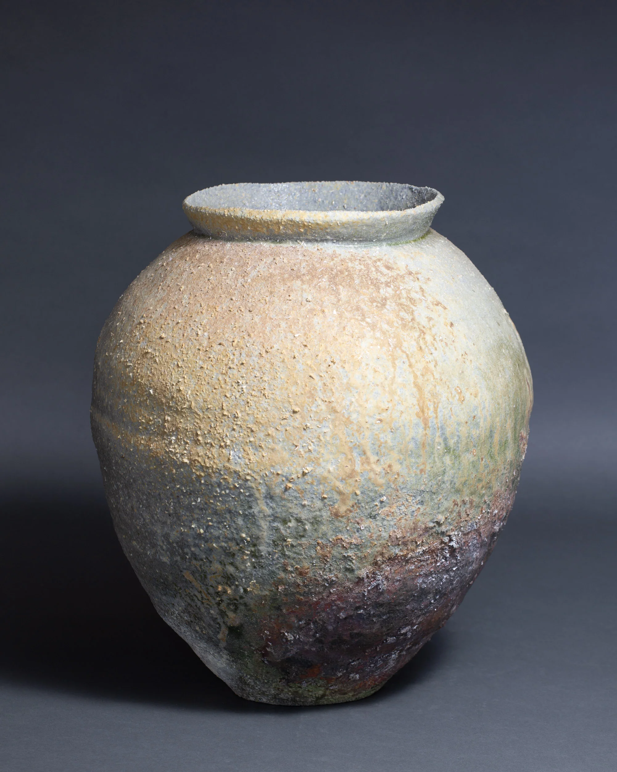   Tsubo, multiple firings   13” d, 14.75” h  ID: 1004   