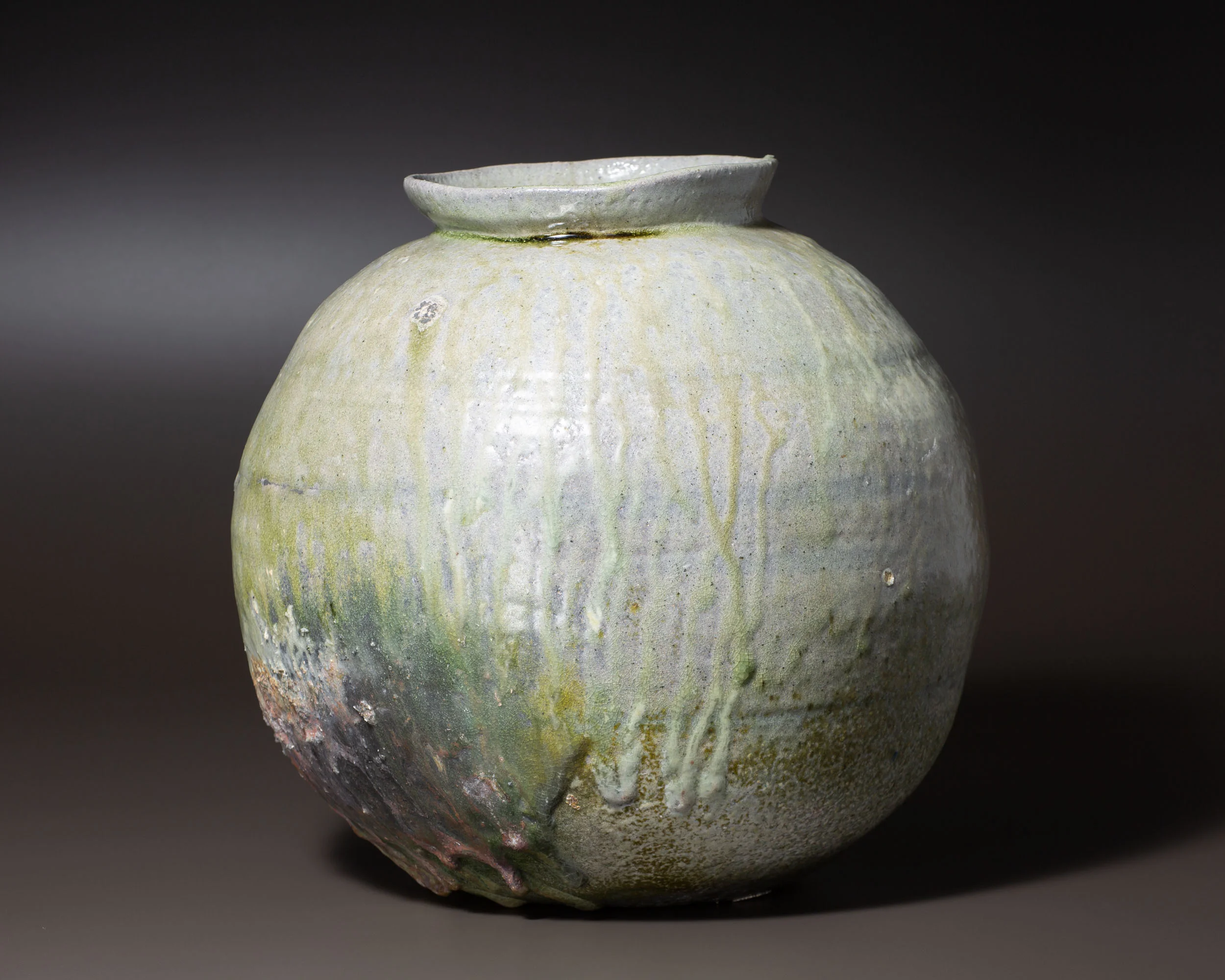   Tsubo, multiple firings   13.5” d, 13” h  ID: 1003   