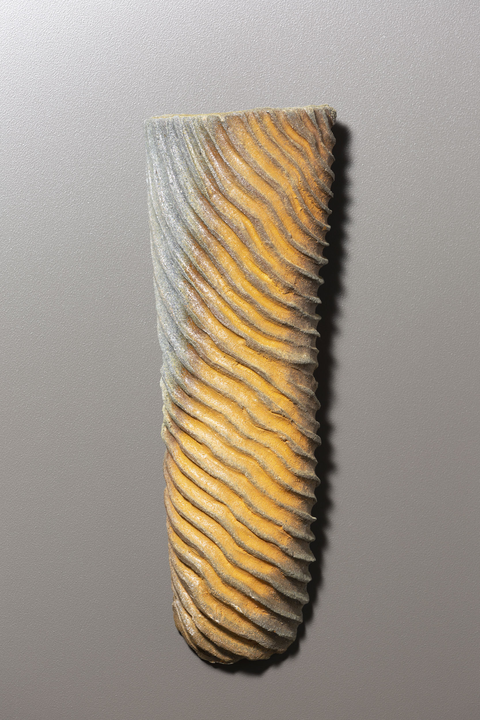   Carved wall vase   3.8” x 2.1” x 10.5”  ID: 4017  SOLD 