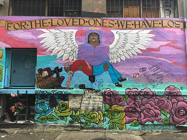 Graffiti in honor of companions lost due to overdoses