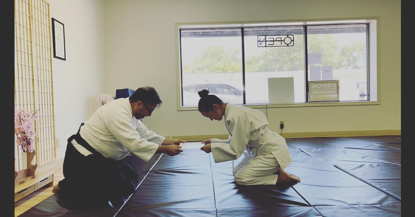 Congratulations to Frances and Lorena for passing their Skokyu ki tests today. Terrific kind-body training. #kiaikido #shinshintoitsuaikido #dojolife #austinkimovement #centerpointkiaikido #aikido #mindbody #atxmartialarts #austinkickboxingacademy
