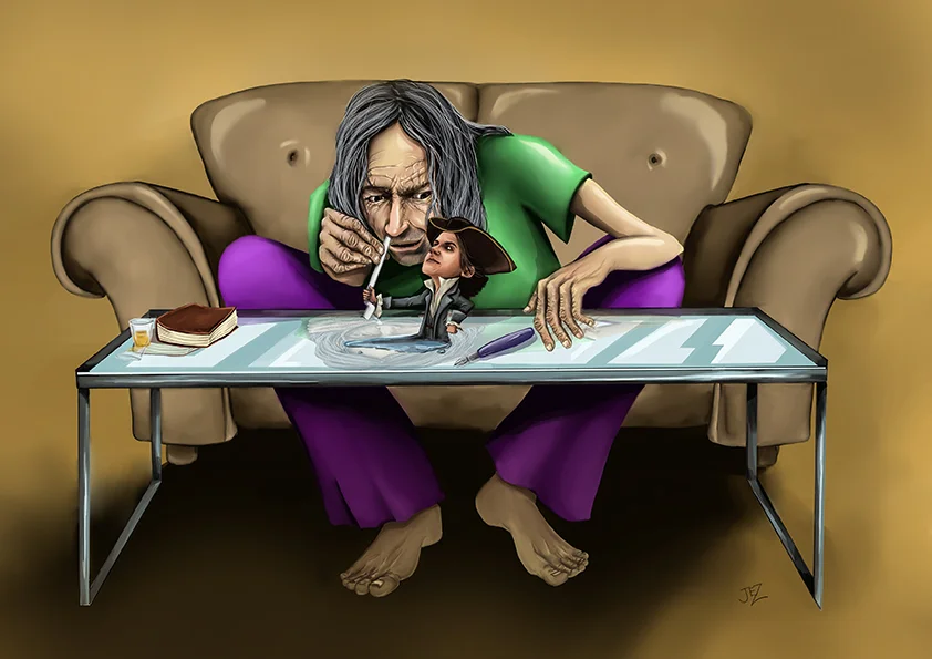 Sketch of Barty Spleen and Thaddeus Toerag from the chapter “Hammersmith” Sketch by the book cover artist Jade Zivanovic from Steam Power Studios