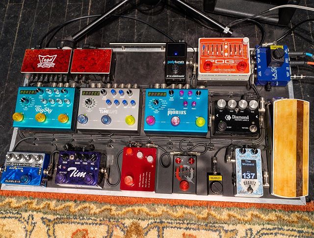 My current pedalboard built by Dave @LAsounddesign has held up well.&nbsp;&nbsp;I have swapped out different drive pedals, but otherwise it has stayed the same for the last 5 years touring with my band @toadthewetsprocket Signal chain... 1) LA Sound 