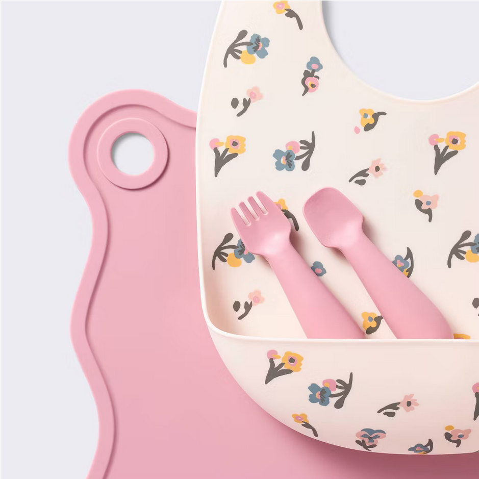 Screenshot 2025-07-10 at 20-55-46 Silicone Bib and Utensil Feeding Set - 4pc - Pink - Cloud Island™ Target.png