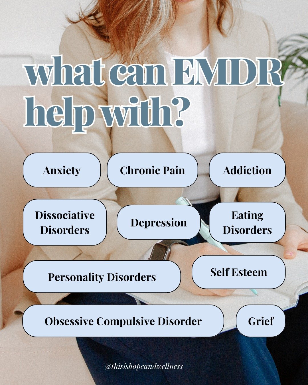 EMDR was initially developed to help process trauma, and lessen the effects of PTSD, and it is an incredibly powerful way to treat trauma, including trauma from childhood or abuse. However, research has shown that EMDR can be helpful with a number of