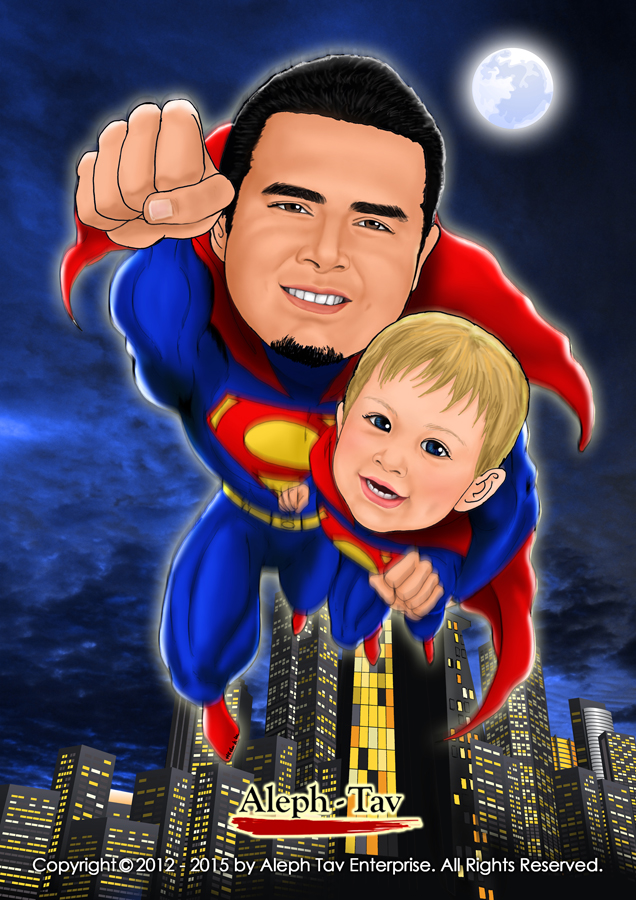 Superman Theme Custom Portraits - Father's Day 4 — Caricature Story -  Custom digital caricature perfect gift for any occasions