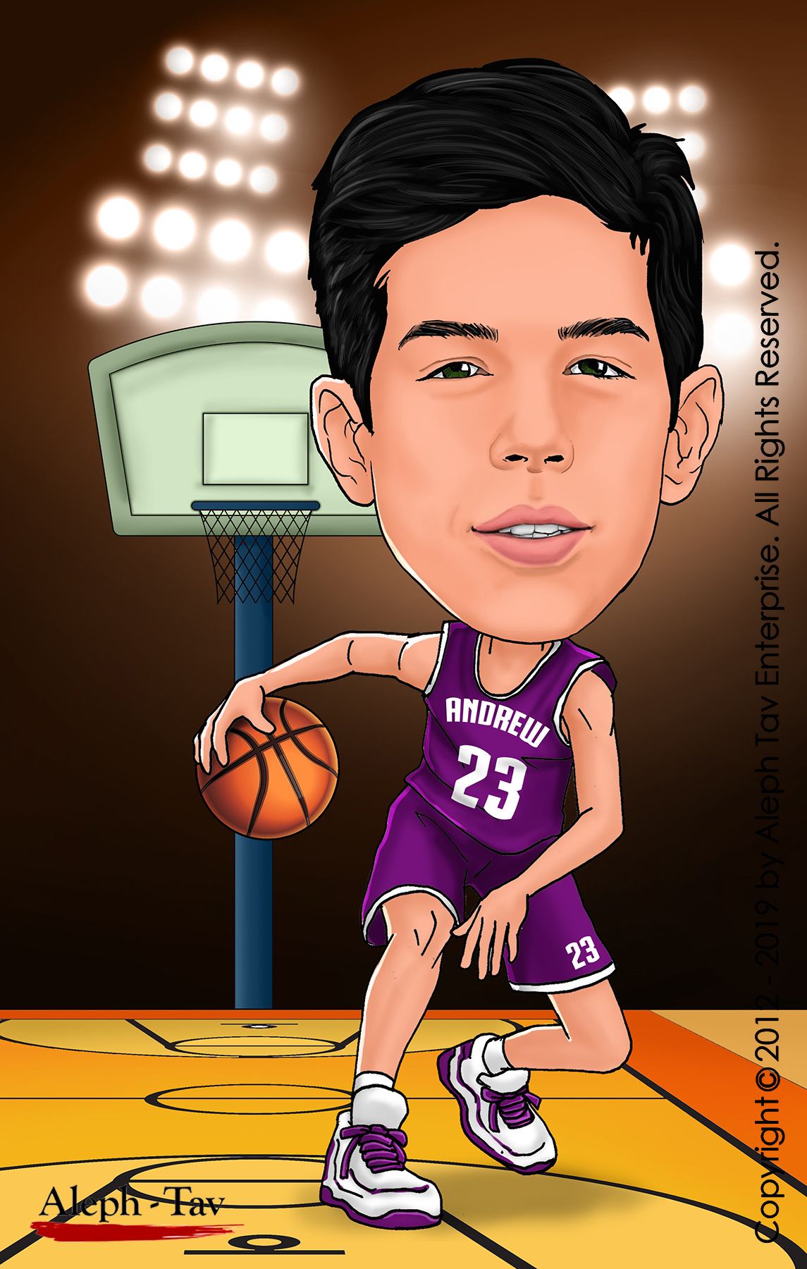 Basketball Player Birthday Gift Caricature for Son With Ready 