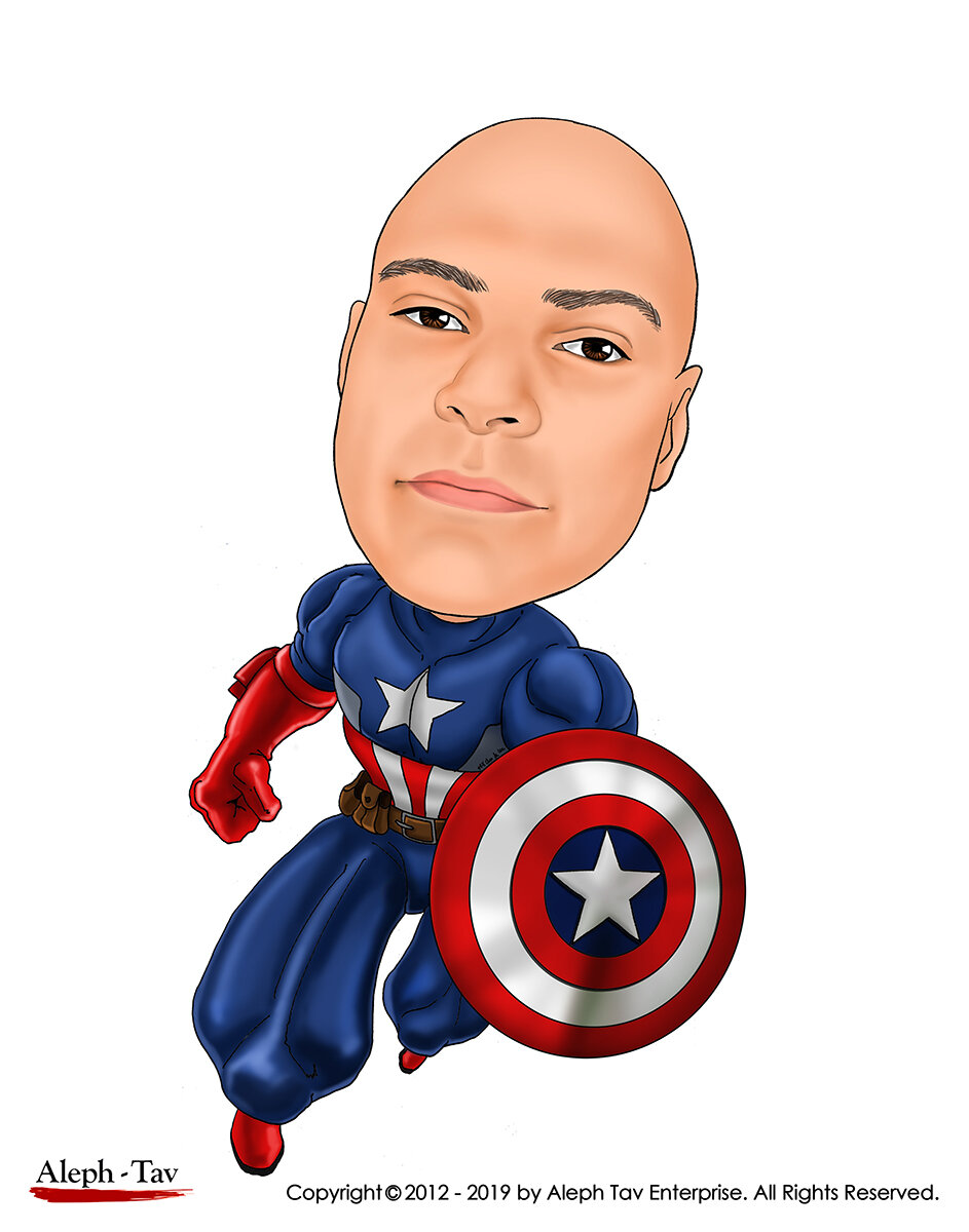 Birthday Gifts for Him - Captain America Caricature Cartoon — Caricature  Story - Custom digital caricature perfect gift for any occasions