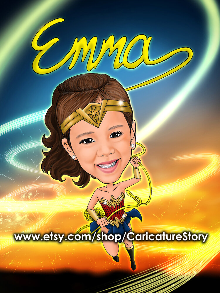 Wonder Woman Superhero Caricature