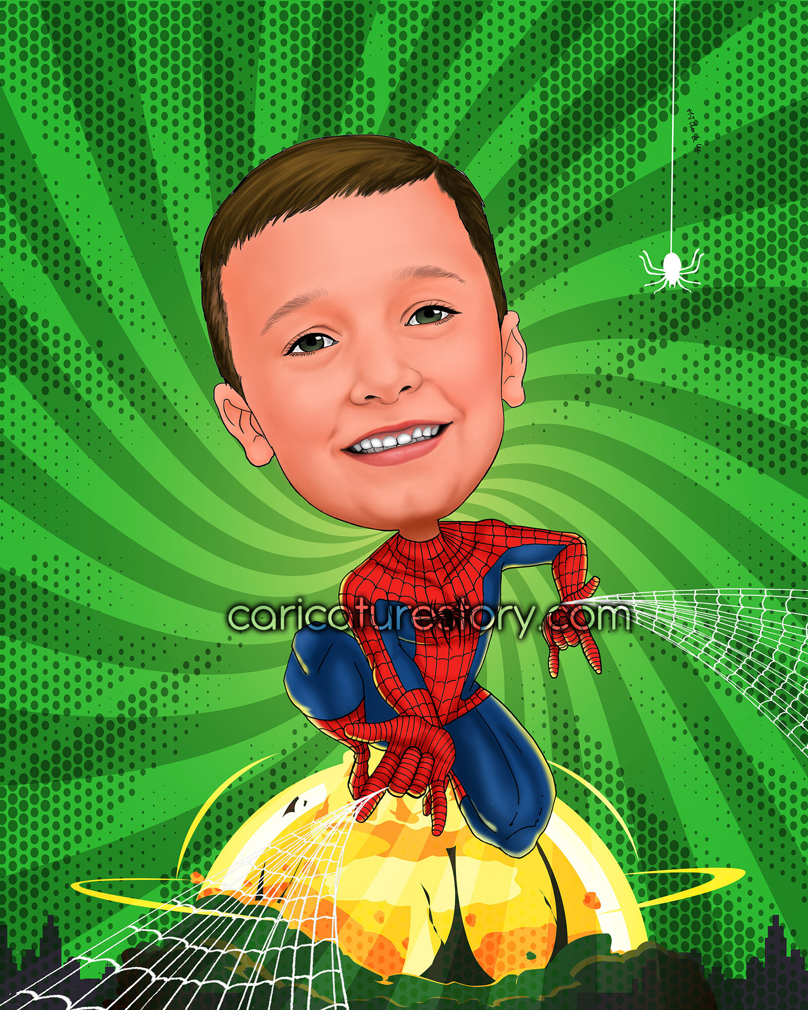 Superhero Drawing Cartoon Comic Father's Day Gift Personalised Spiderman Portrait Custom Caricature Birthday Gifts For Kids