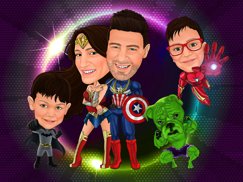Customize Marvel Superhero Digital Caricature Cartoon Portrait — Caricature  Story - Personalized custom digital cartoon caricature art and special gift  for every special occasion