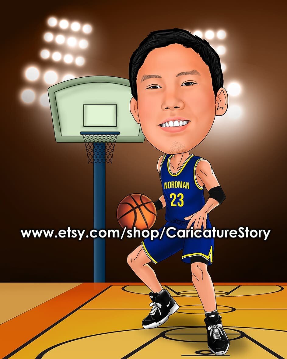 Basketball theme custom caricature cartoon portrait with standard background
https://www.etsy.com/shop/CaricatureStory
https://www.caricaturestory.com/
#caricaturestory #caricature_story #caricature #gifts #digitalart #etsy #caricatureart #cartoon #p