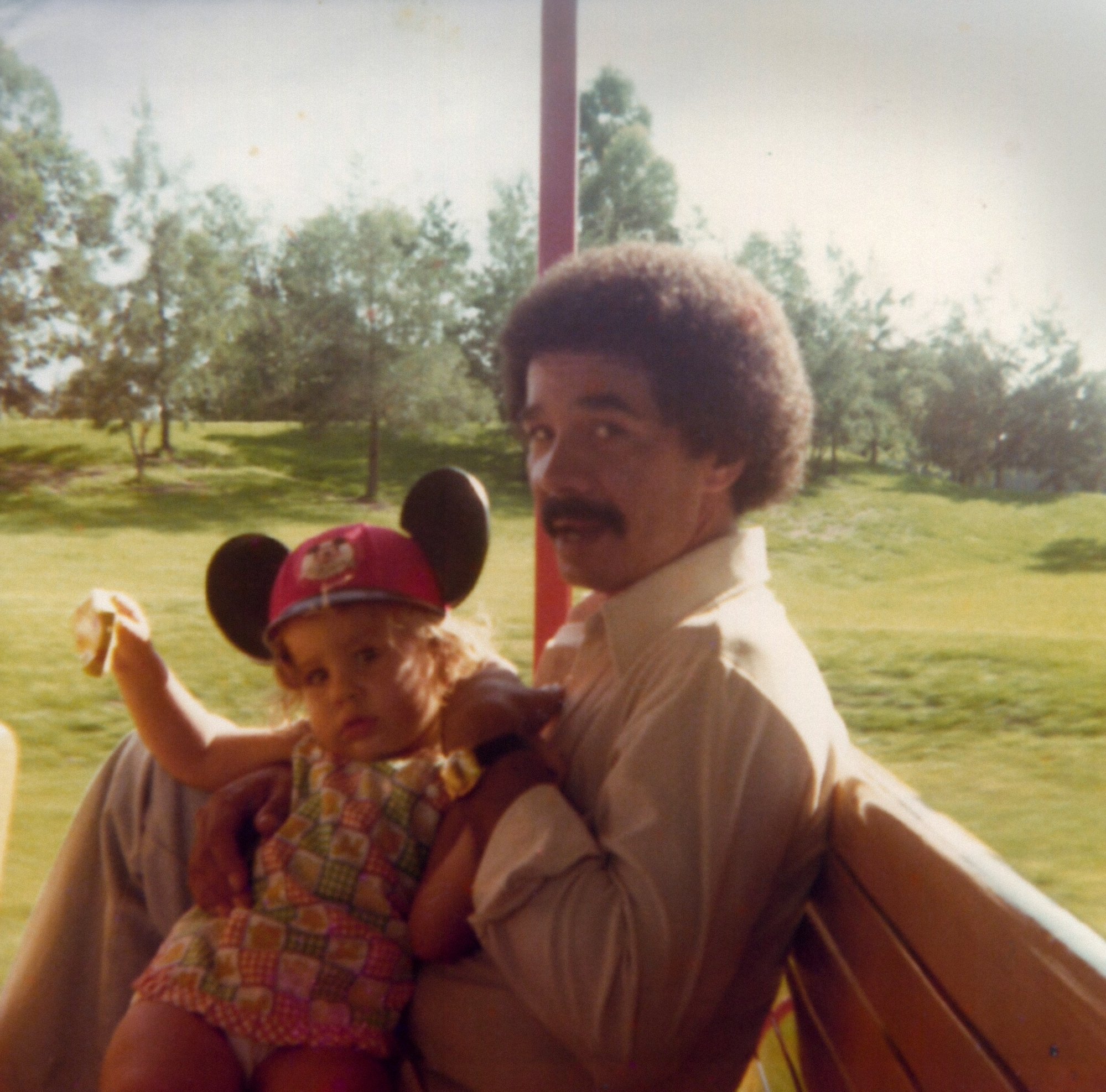 My Dad and I on the monorail at Disney World, Orlando, 1979 