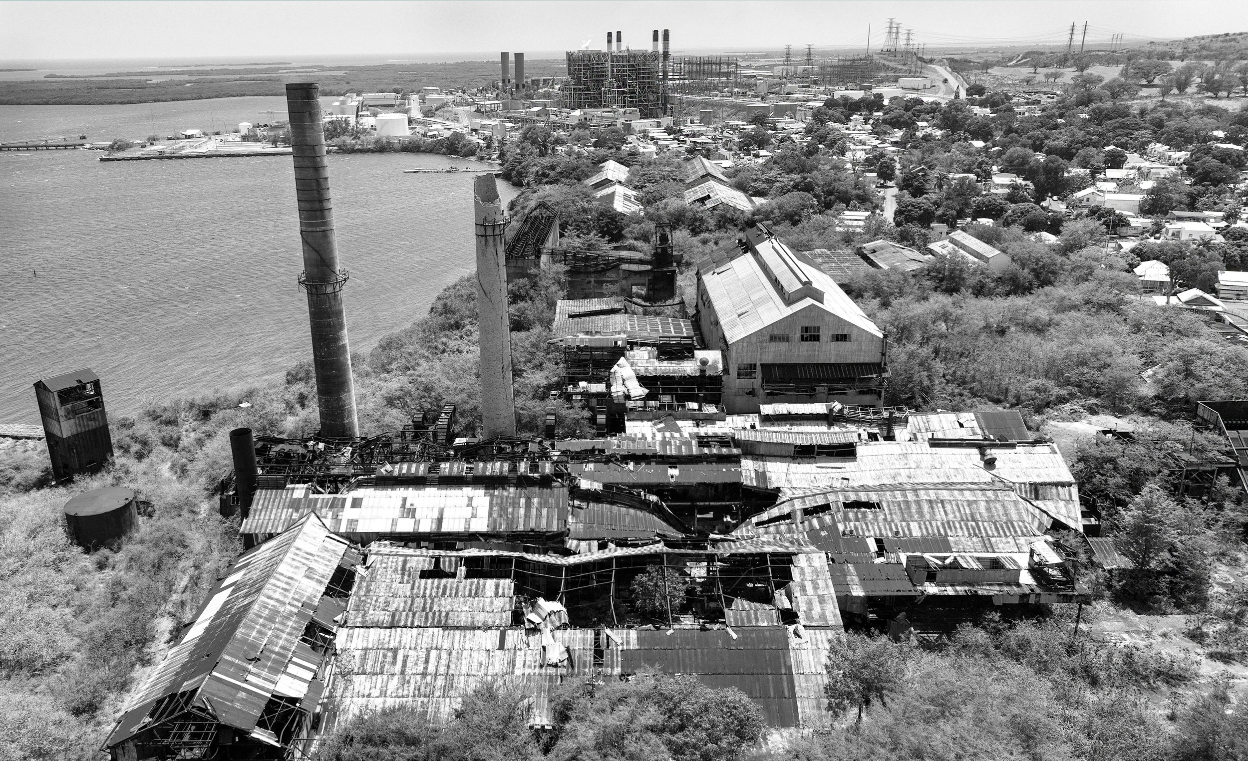  Ruins of the sugar mill against the power plant, Central Aguirre, Salinas, 2026 