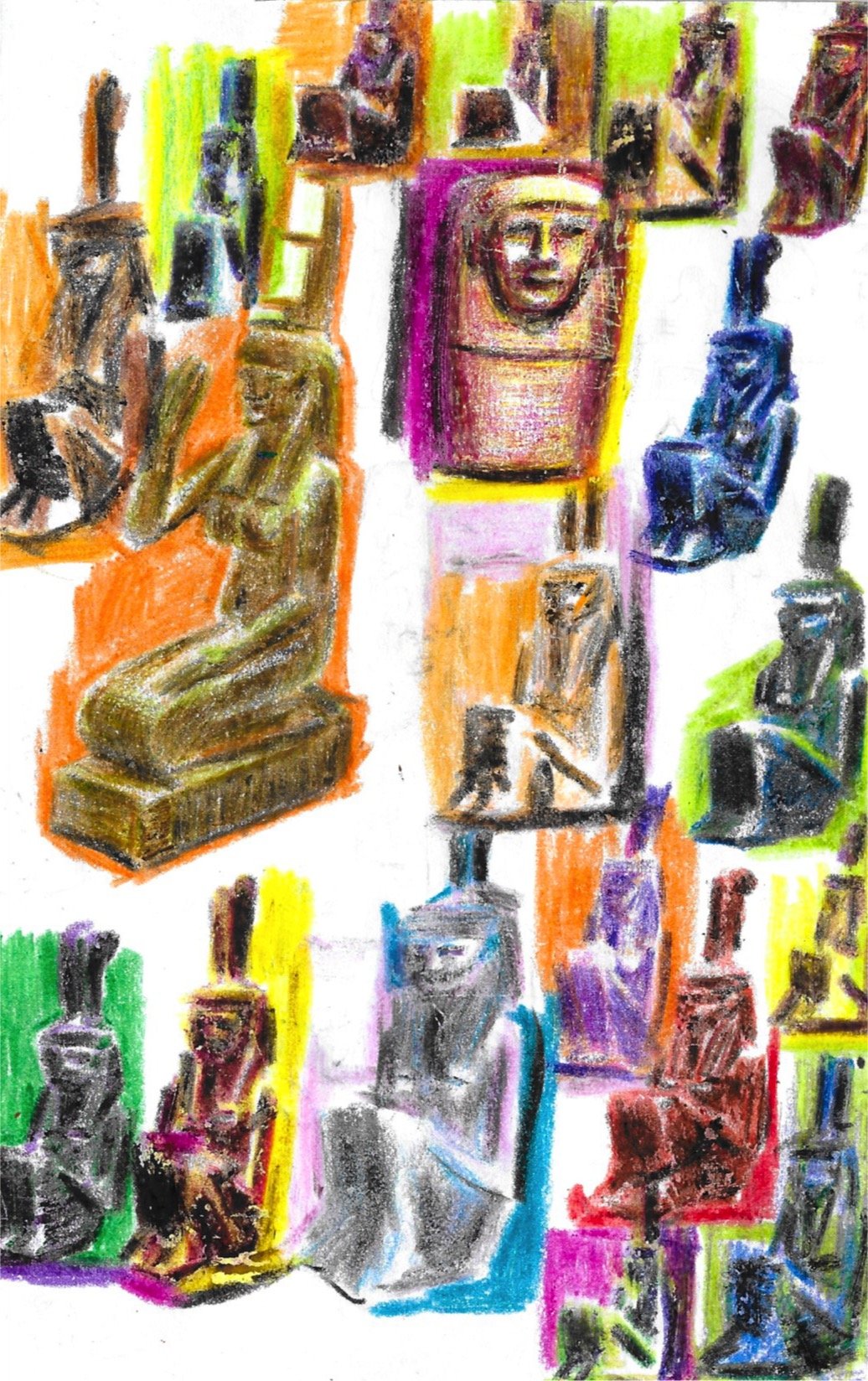   Maat   Mixed Media on A5 paper. 14cm x 21cm (5-7/8” x 8-1/4”). 2021. Maxime Mballa-Tagny.   Click here to inquire.  