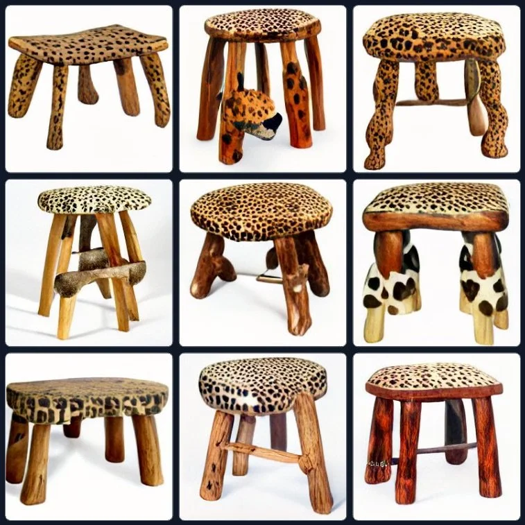 Leopard Wood Stool